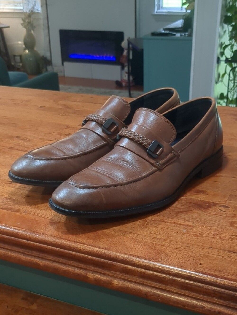 Cole Haan Tan Leather Slip On Loafers "Wagner Grand Bit" Mens Size 10.5 M